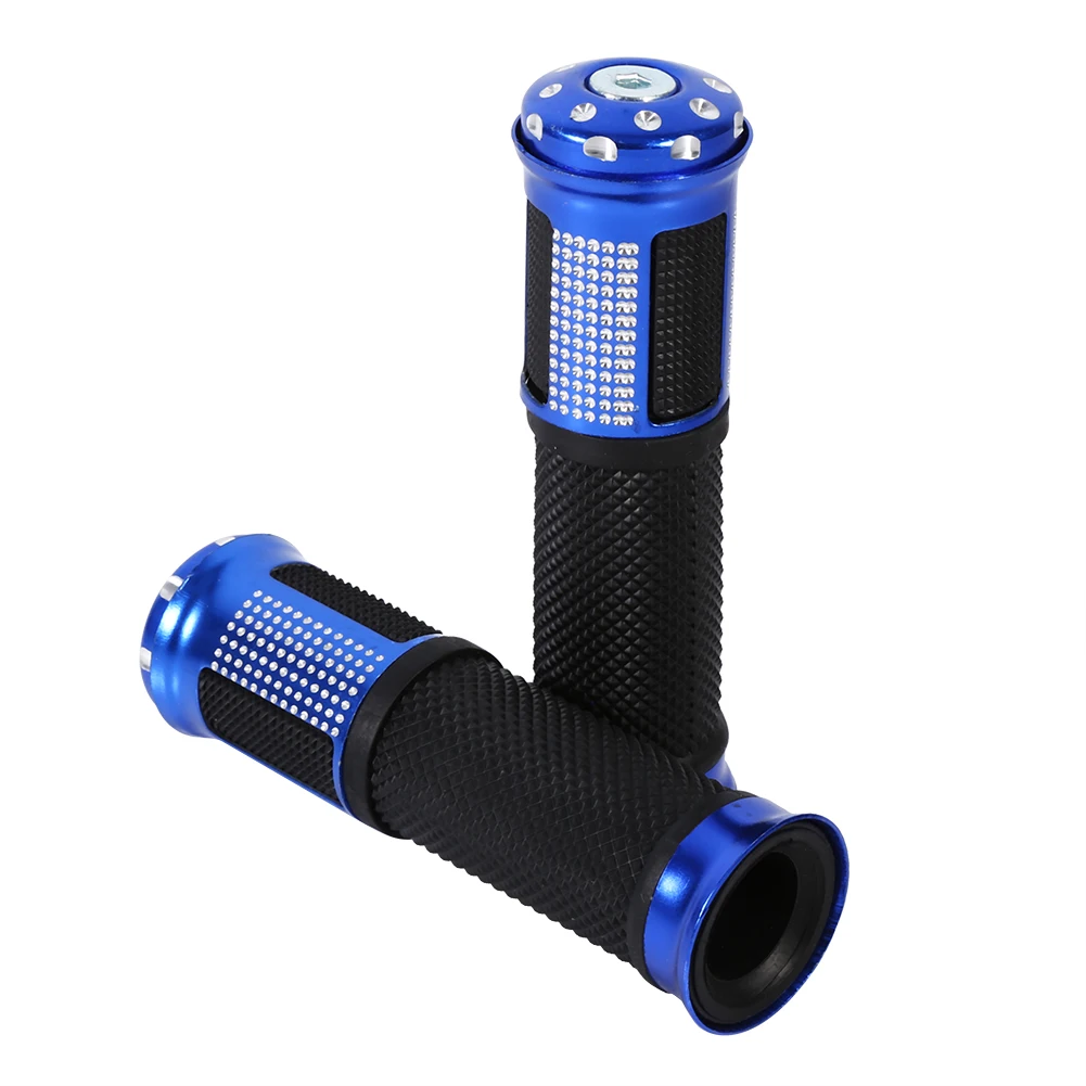 

1 Pair 7/8" CNC Aluminum Rubber Motorcycle Bike Handlebars Grips Latest Style With Aluminum Twill Strip Design Black