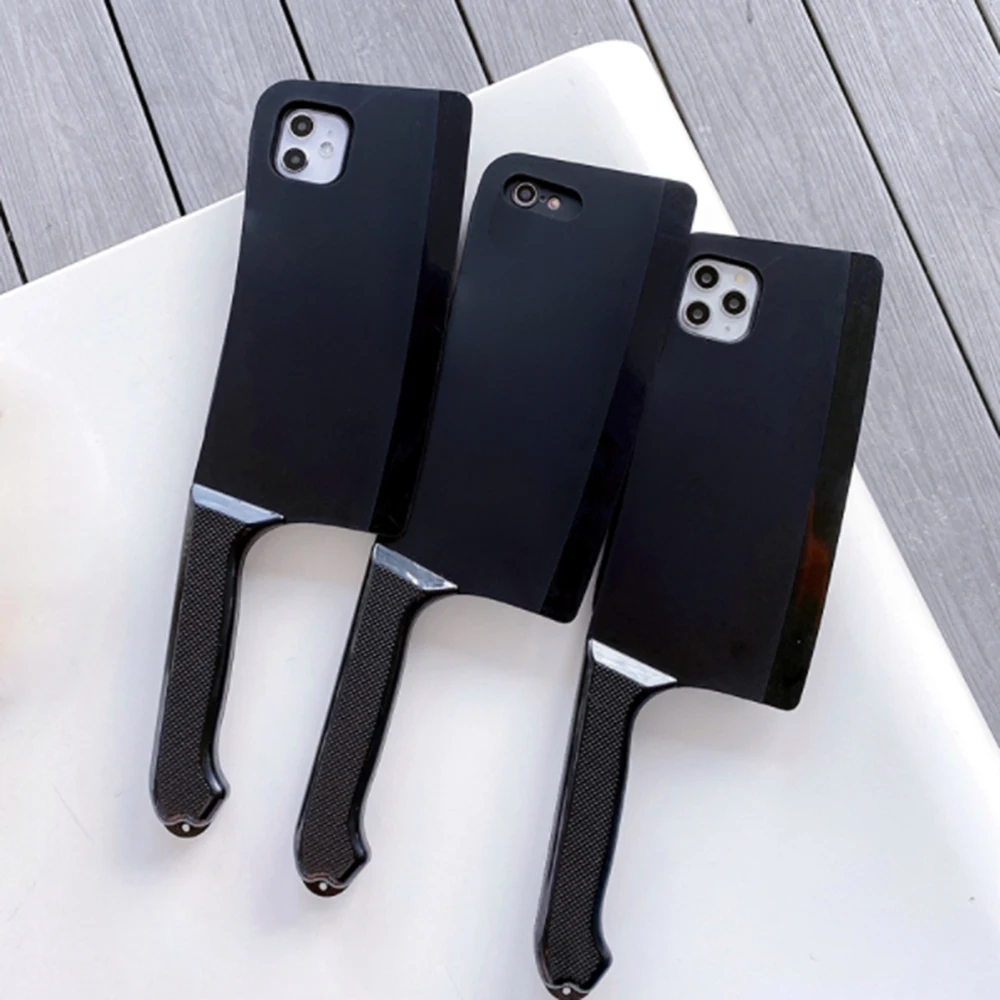 

2021 Funny Kitchen knife Design Phone Case For iphone 11 Pro XR X XS Max 7 8 Plus SE 2020 Creative Silicone Soft Cover