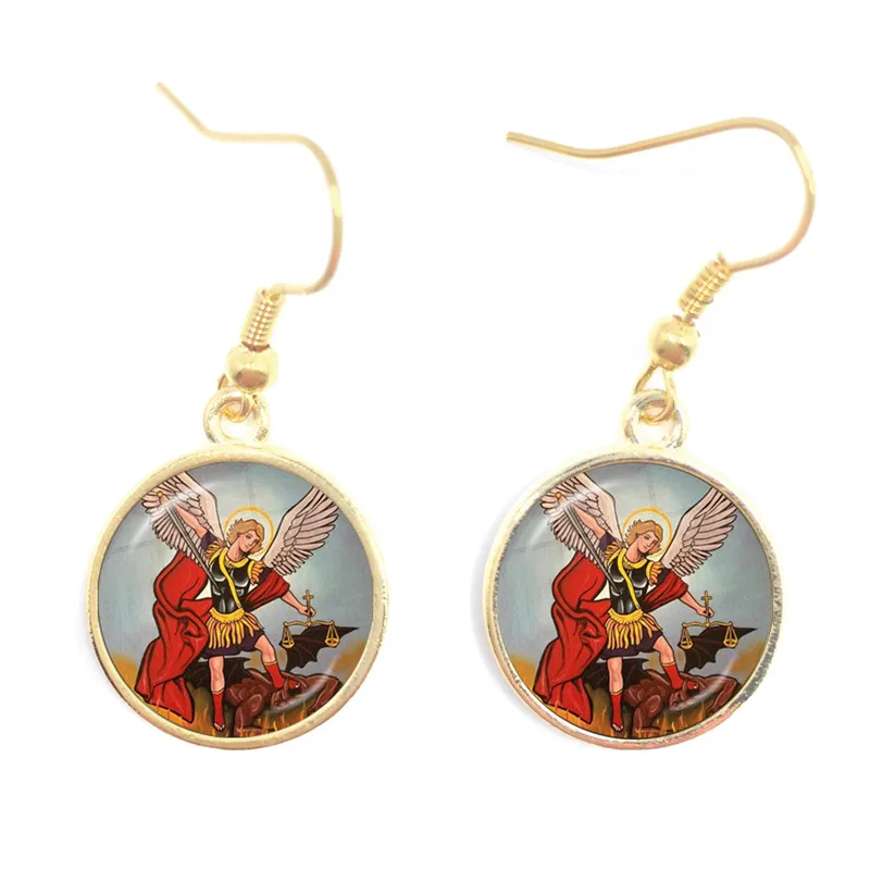 Хит модные серьги St.Michael защита меня Святого щита Защита справедливости 16 мм