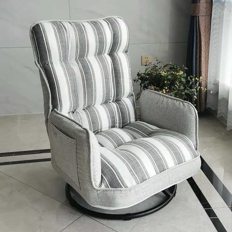 

360 Degree Swivel Armchair Sofa Breast Feeding Chairs for Mom Folding Backrest Padded Cushions with Storage Pocket Steel Base