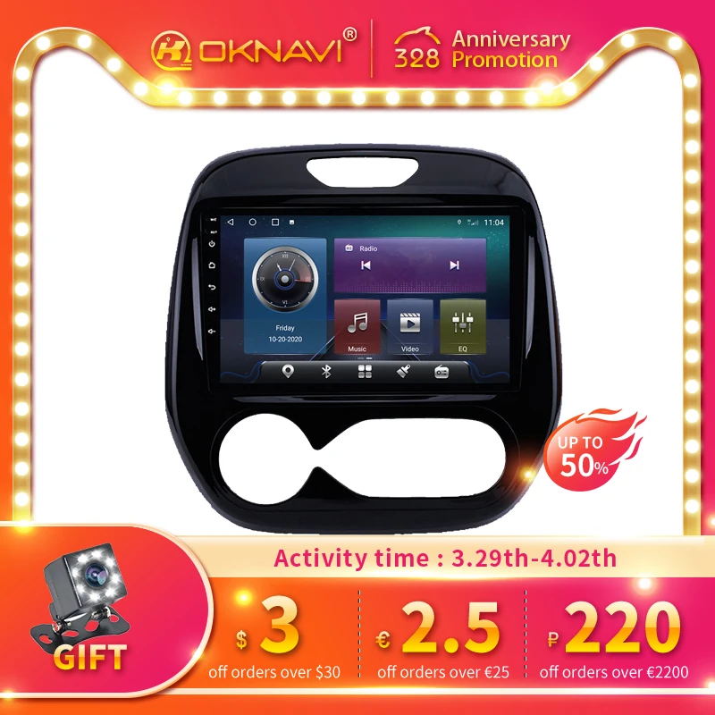 

6+128G For Renault Captur Car 2016 2018 2019 GPS Navigation Multimedia DSP 4G WIFI Carplay Android Auto Radio 2Din No DVD Player