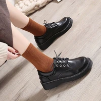 women mary jane shoes pu leather uniform jk student shoes casual flat lace up kawaii lolita soft females shoes ladies loafers