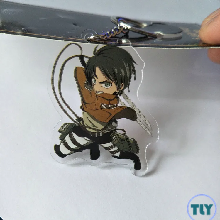 Аниме атака на Титанов акриловый брелок Eren Jager Rivaille Levi Ackerman забавные подвесные брелоки ювелирные аксессуары Llaveros игрушка - Цвет: 1