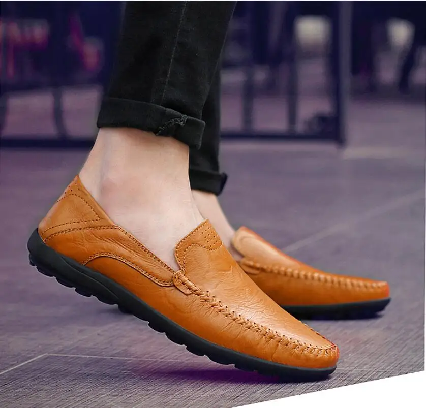 

Genuine Leather Men Casual Shoes Italian Men Loafers Moccasins Slip On Men's Flats Breathable Hollow Out Male Driving Shoes