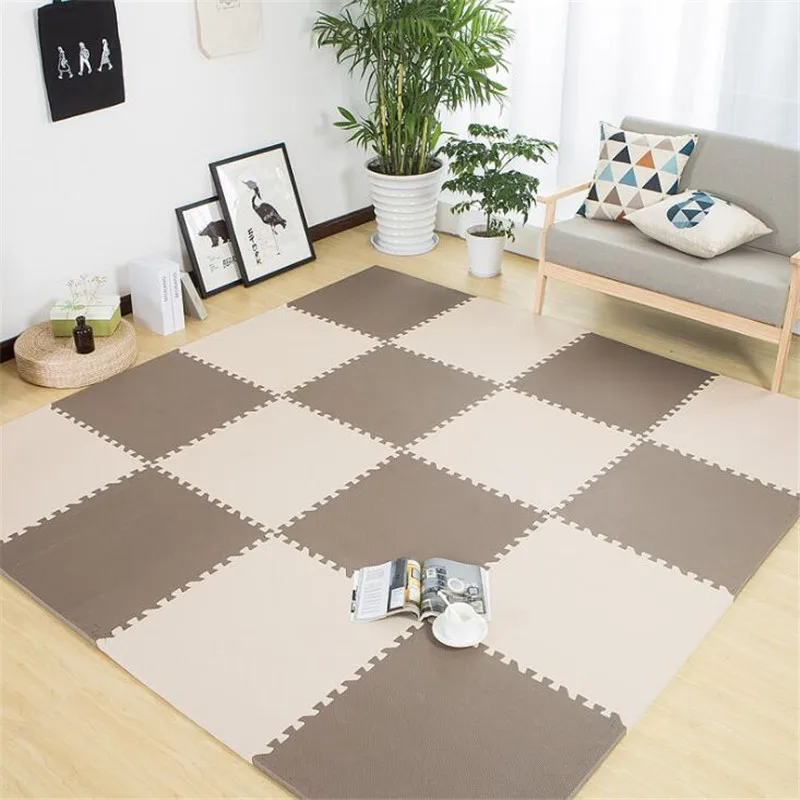 coffee white Детский коврик-пазл 30*30 см, детский разноцветный игровой коврик-пазл, детский коврик для упражнений, плитка для пола из пены EVA, игровой коврик для спортзала, коврик, игрушки - Цвет: coffee white