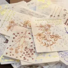 Набор декоративных наклеек в стиле ретро, стикеры с эффектом памяти для скрапбукинга, этикетки, дневник, Канцтовары, альбом, дорожный штамп, золотые Стикеры