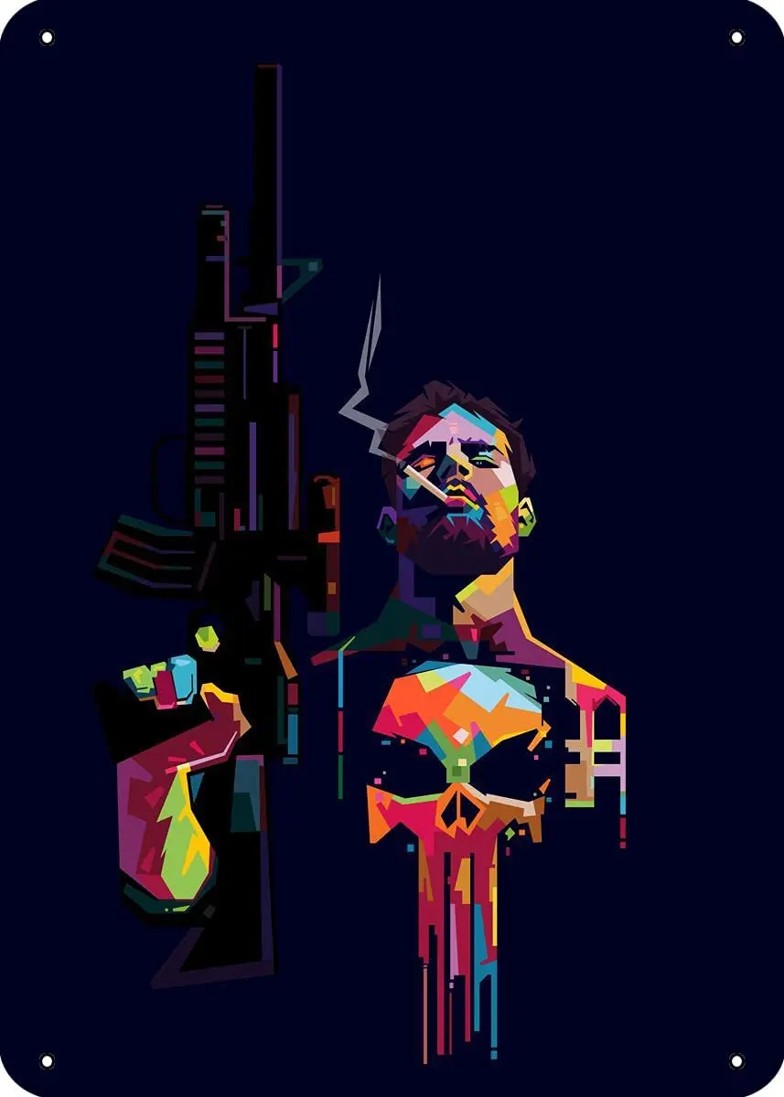 Металлический жестяной знак Каратель для поп арта настенное Искусство 12X8