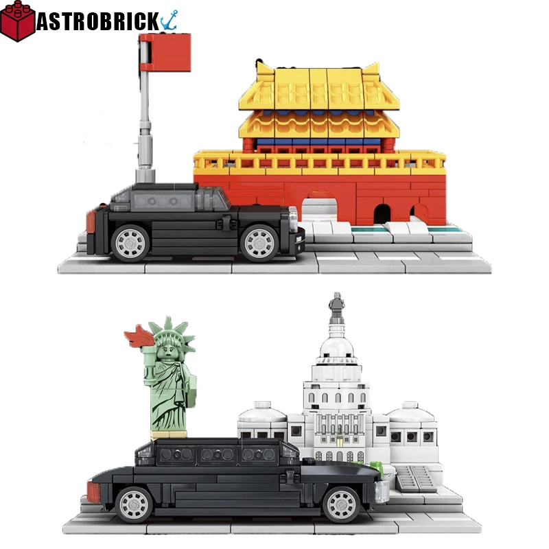 World Architecture the Statue of Liberty Capitol Building Blocks Bricks 3D Model Set Classic Street View Toys For Children Gifts