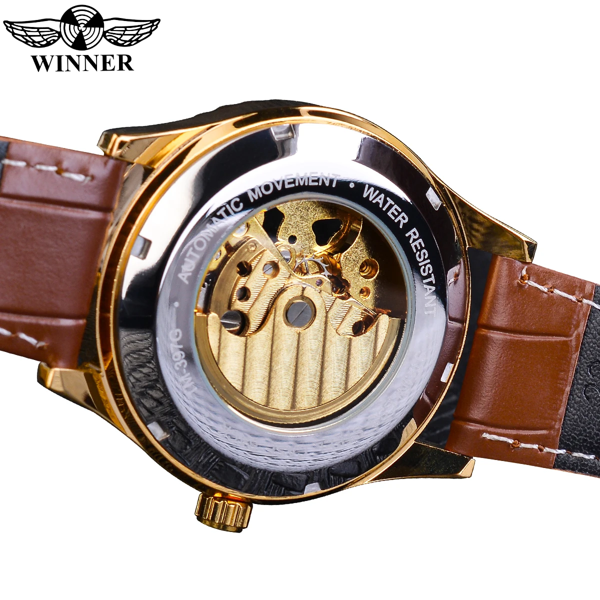 Роскошные мужские наручные часы Winner Tourbillon механические с бриллиантами