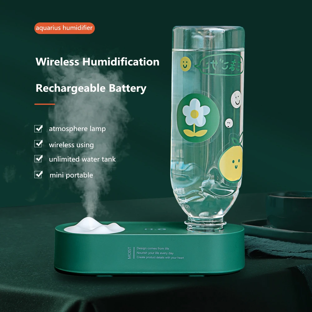 

Portable Aquarius Air Humidifier 2000Mah Battery Electric Aroma Diffuser No Bottle Mist Maker Humidifiers Aromatherapy With Lamp