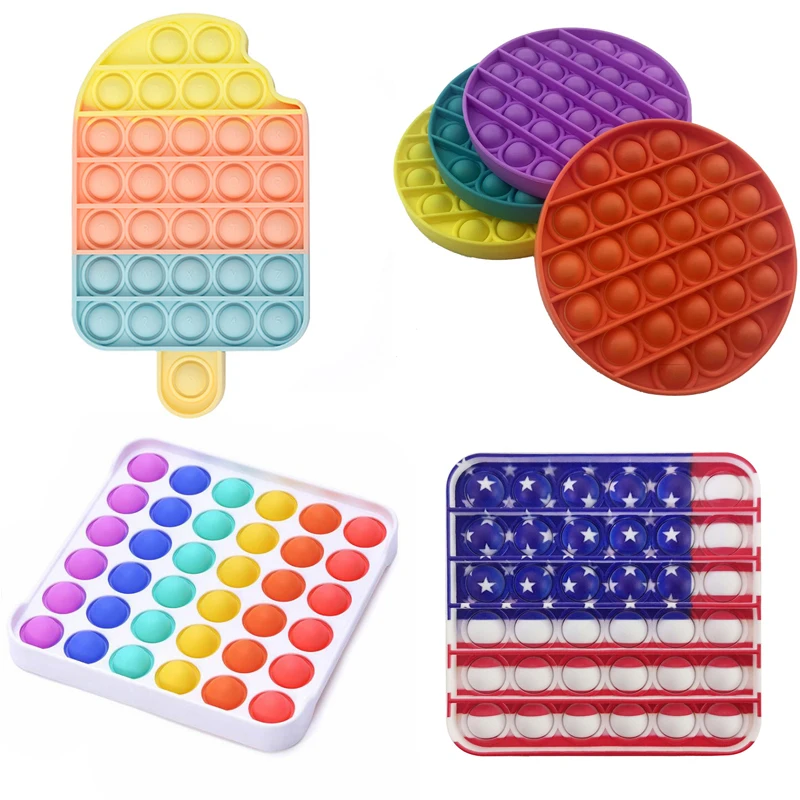 

Rainbow Fidge Push Pops Bubble Sensory Squishy Stress Reliever Autism Needs Anti-stress Pop It Adult Children Toys
