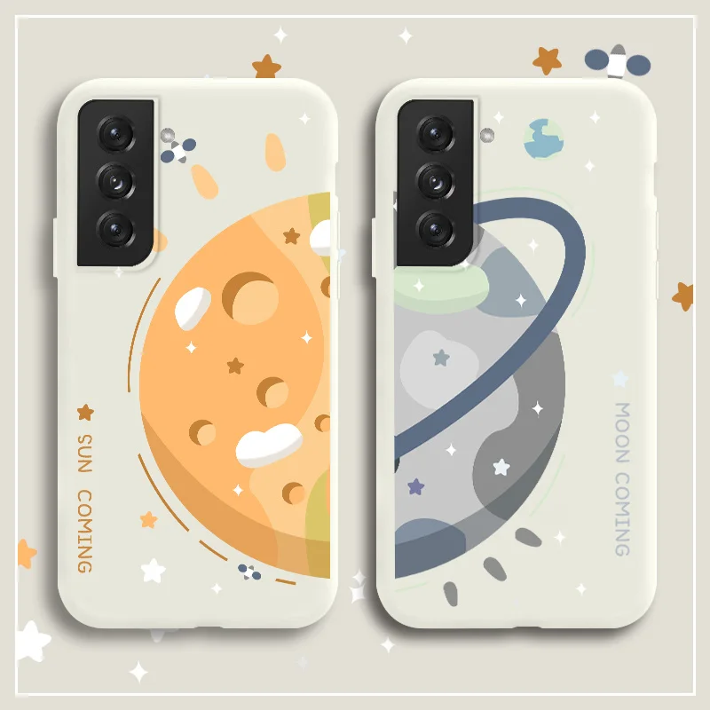 

Hanging Moon Phone Case For Samsung Galaxy S21 S20 FE S10 Note 20 10 Ultra Plus A72 A52 A42 A32 A12 A02S 4G 5G Silicone Cover