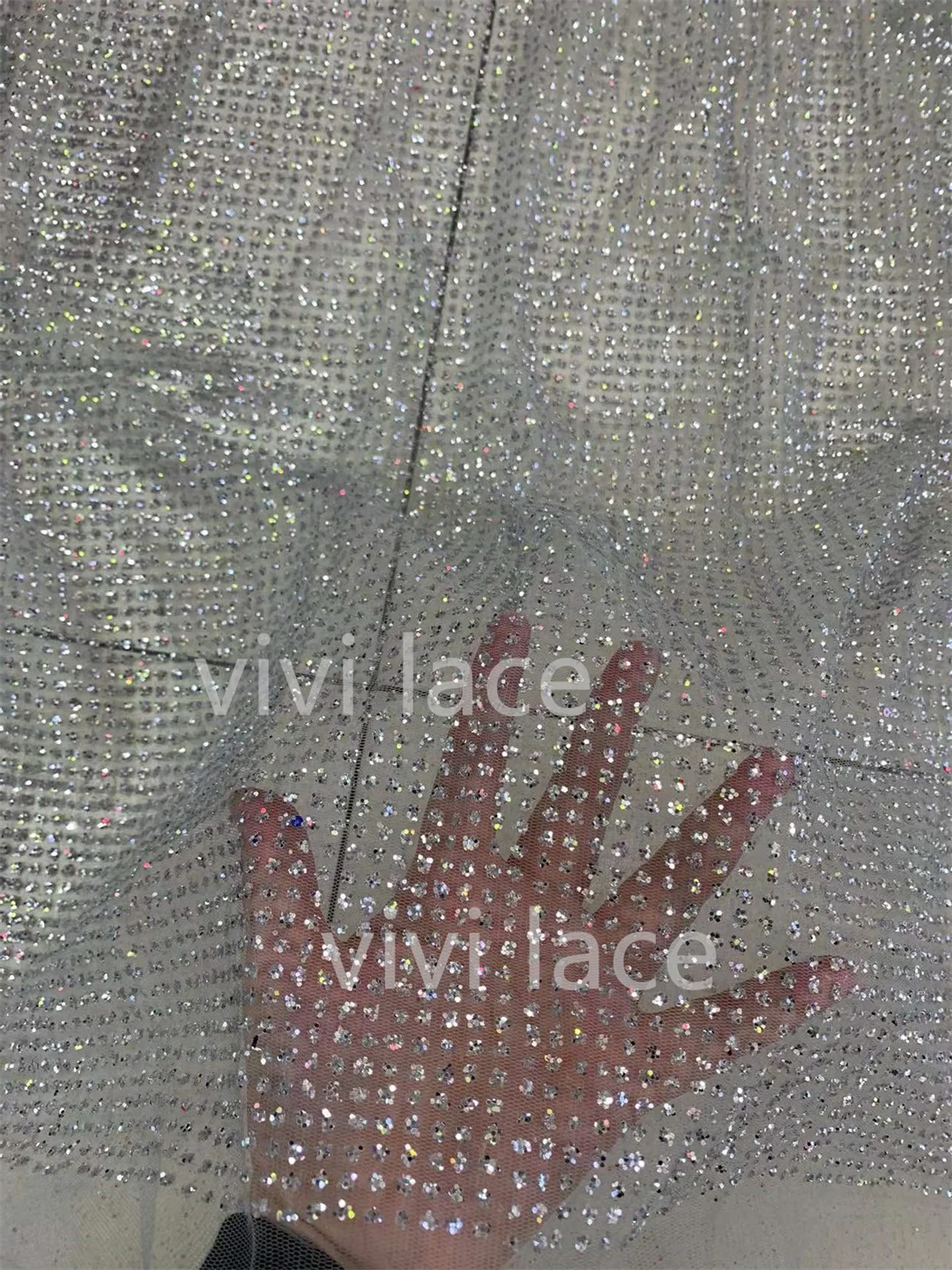 

5 ярдов Свадебная мода серебряная полоса Bling с наклеенными блестками Тюль Кружева африканская ткань для пилы платья/вечевечерние