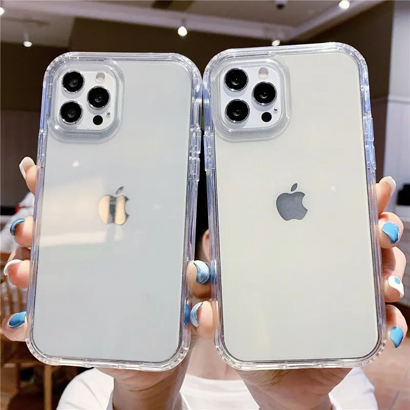 Shockproof Bumper Transparent Phone Case For iPhone 11 12 Pro Max XR XS Max X 8 Plus 13Pro 14 Soft Silicone Clear TPU Back Cover