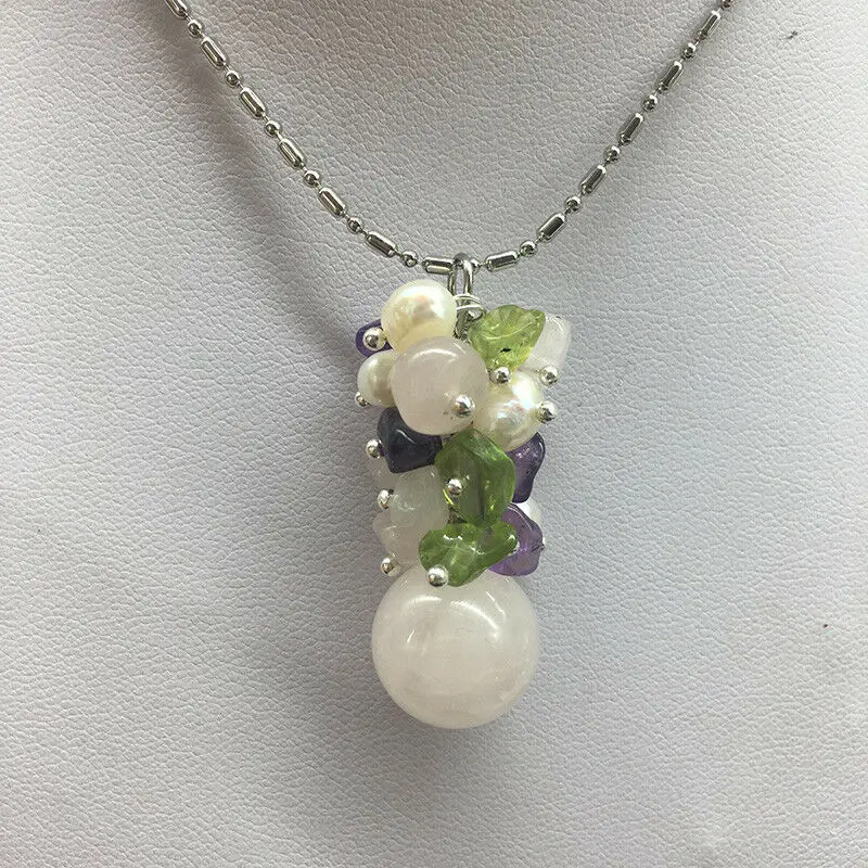 LJHMY натуральный аметист розовый кварц КАМЕНЬ Перидот подвеска с пресноводным