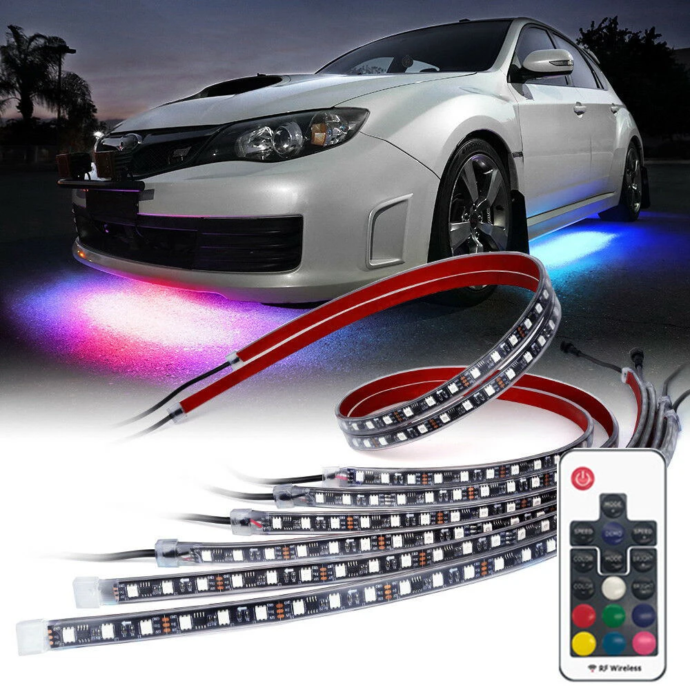 

6PCS RGB LED Strip Kit Under Car Underglow Dancing System Remote Control