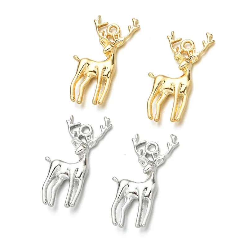 10 шт. Подвески рождественские пятнистого оленя 30x19 мм золотые подвески из серебра