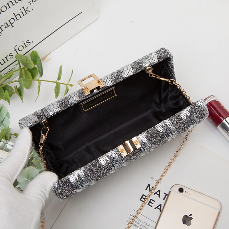 Женский вечерний клатч с блестками женский кристаллами праздничный сумочка для
