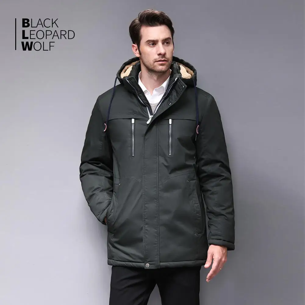 Мужская парка с отстегивающимся капюшоном Blackleopardwolf толстая удобная куртка