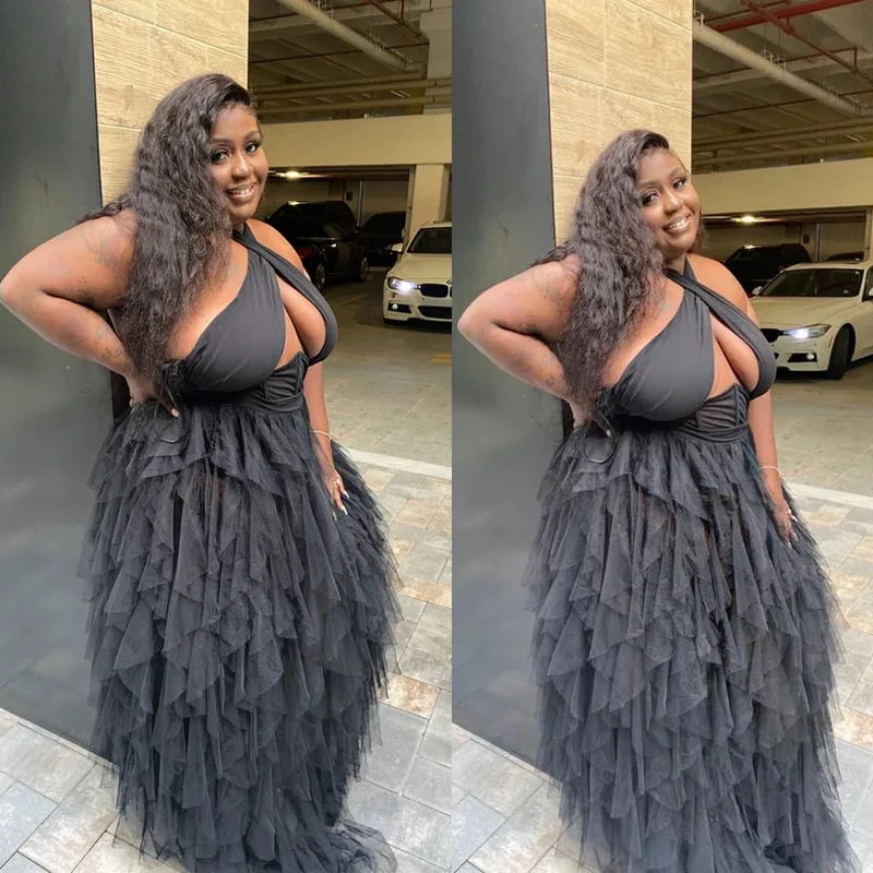 

Женское летнее платье с лямкой на шее, без рукавов, с высокой талией и каскадными оборками