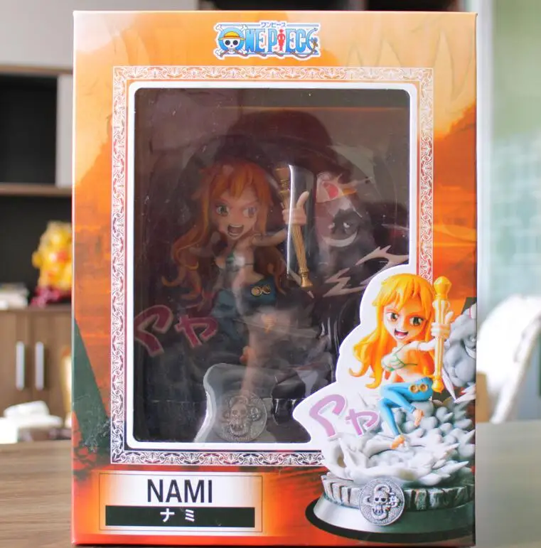 nami with box Аниме one piece GK gear четвёртый Луффи Зоро игрушки Санджи и нами Робин Чоппер ПВХ фигурка коллекция моделей Игрушек - Цвет: nami with box
