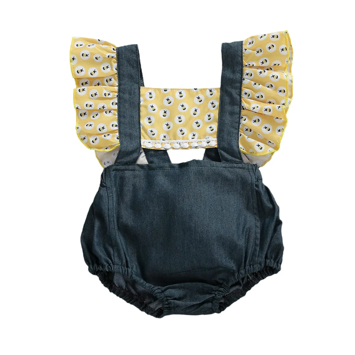 Боди для новорожденных девочек с принтом пчелы и рукавами летучая мышь