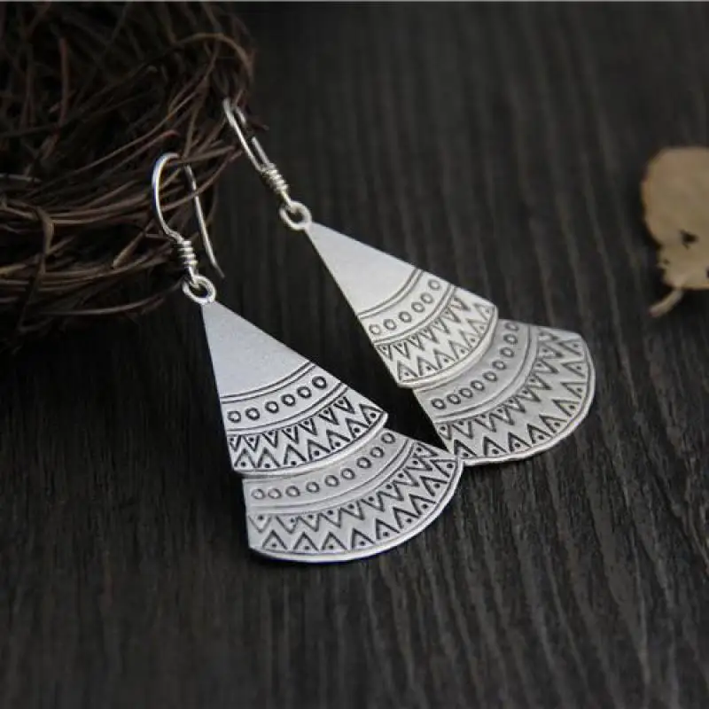 Женские двухслойные серьги ручной работы в богемном стиле из настоящего чистого