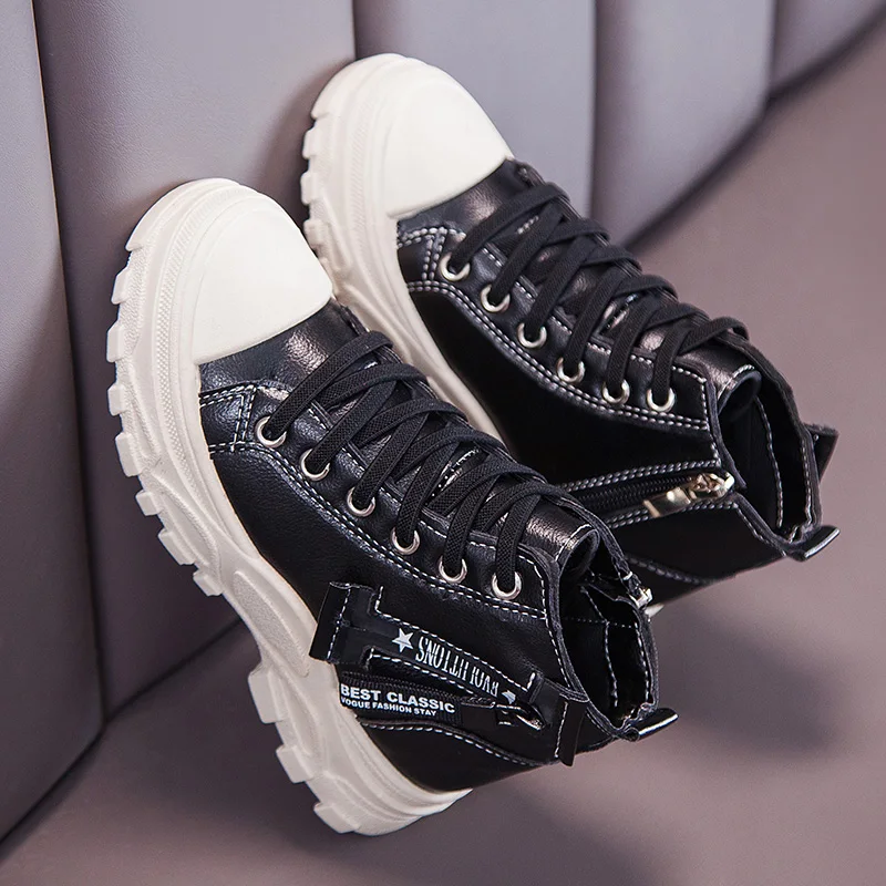 Children Shoes Spring White Boys Sneakers Fashion Brand Retro Platform Boots Kids Girls Footwear Breathable | Мать и ребенок