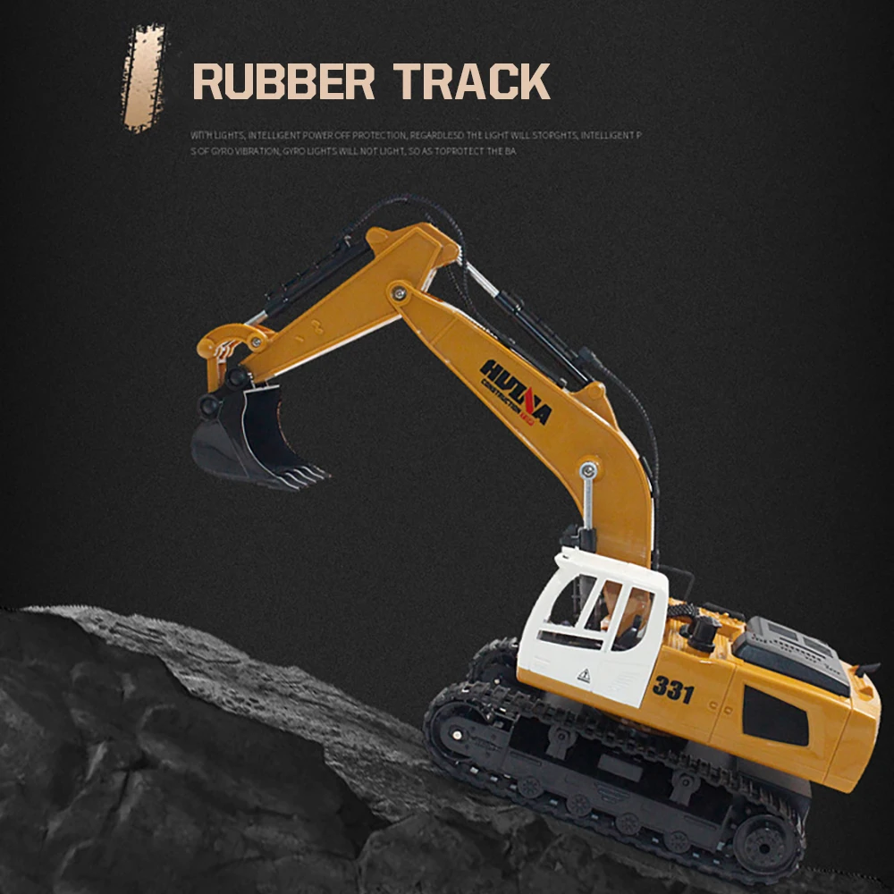 HUINA 1/18 RC Truck RC Excavator 2.4G Radio Controlled Car Caterpillar Tractor Model Engineering Car 9 Channel Toys For Boys enlarge