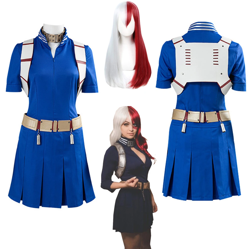 

Anime Boku no Hero Academia Cosplay Costume My Hero Academia Todoroki Shoto Jumpsuits girls Women uniform wig Halloween