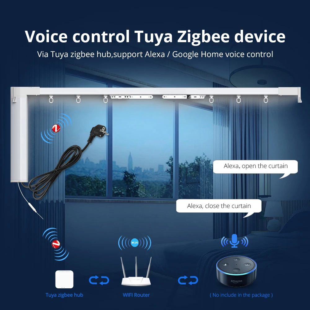 Фото Электрические шторы Zemismart Zigbee, Alexa, управление Google Home через Smart Life SmartThings №4