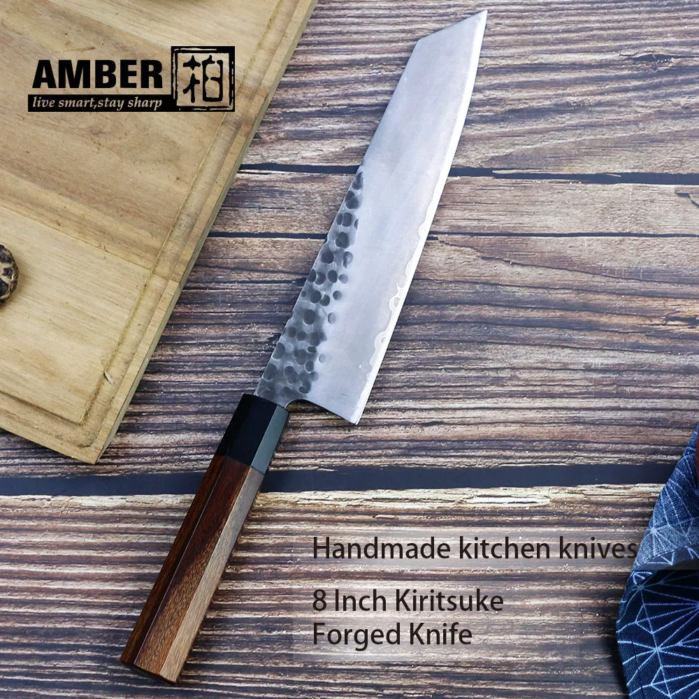 Японские кухонные ножи Kiritsuke PRO янтарный нож шеф повара ручной работы инструменты