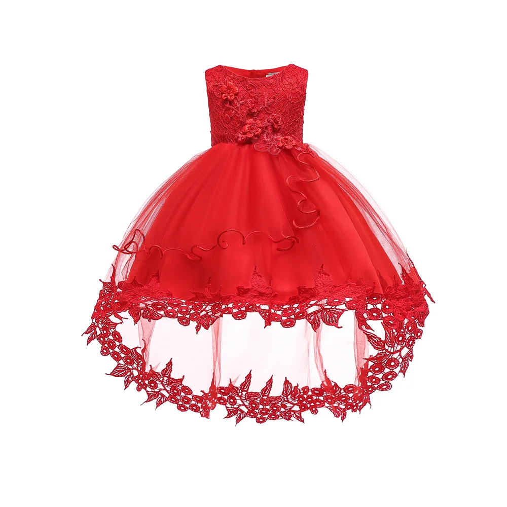 

Free Shipping Cotton Lining Infant Dresses 2021 New Arrival Red Baby Dress For 1 Year Girl Birthday Christening Gowns With Train