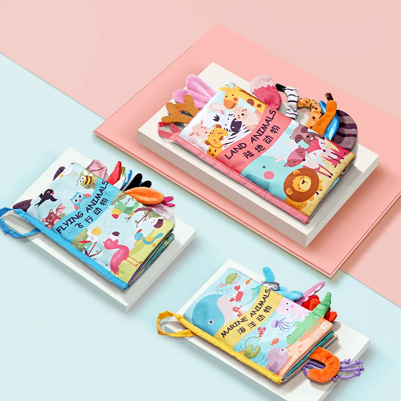 Baby Cloth Books for Kids Learning Educational Toys Infant Animals Tails Rattle Quiet Book Montessori Gift 0 12 Months | Игрушки и хобби