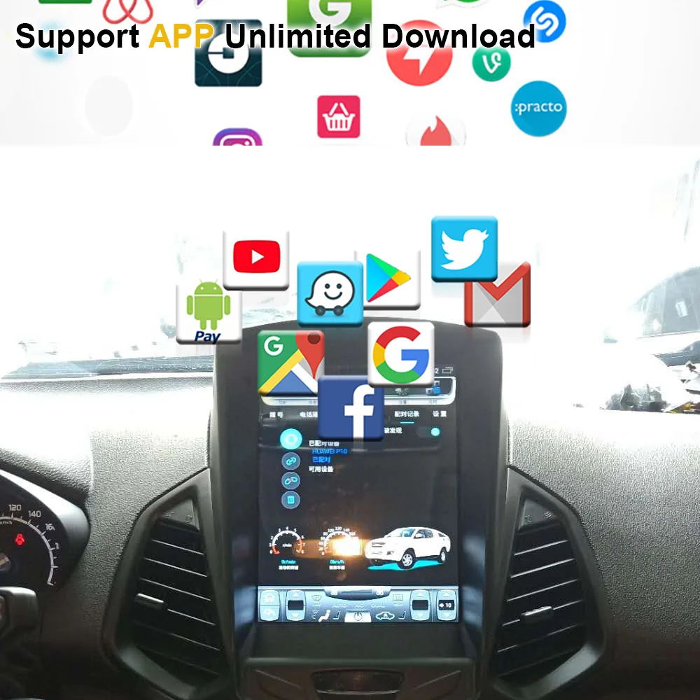 Автомобильный GPS-навигатор в стиле Tesla на Android 9 0 для FORD EcoSport 2013-(второе поколение)