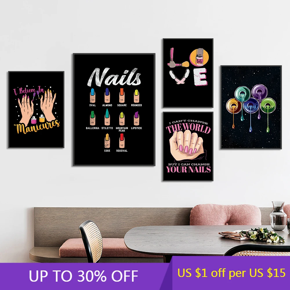 

Nail Shape Type Guide Makeup Salon Posters Prints Canvas Painting Wall Art Pictures Modern Living Room Decor Home Decoration