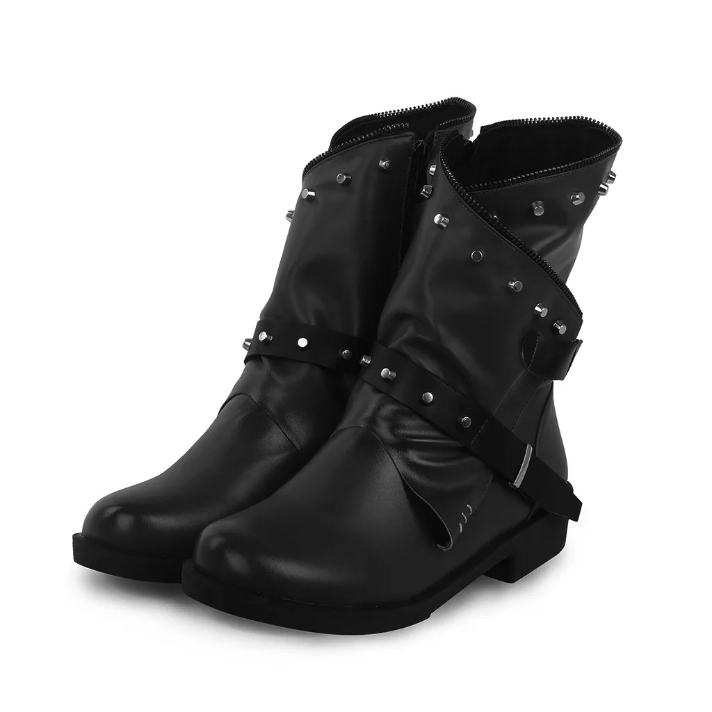 Женские кожаные ботинки в байкерском стиле готическом панк милитари с закрытой