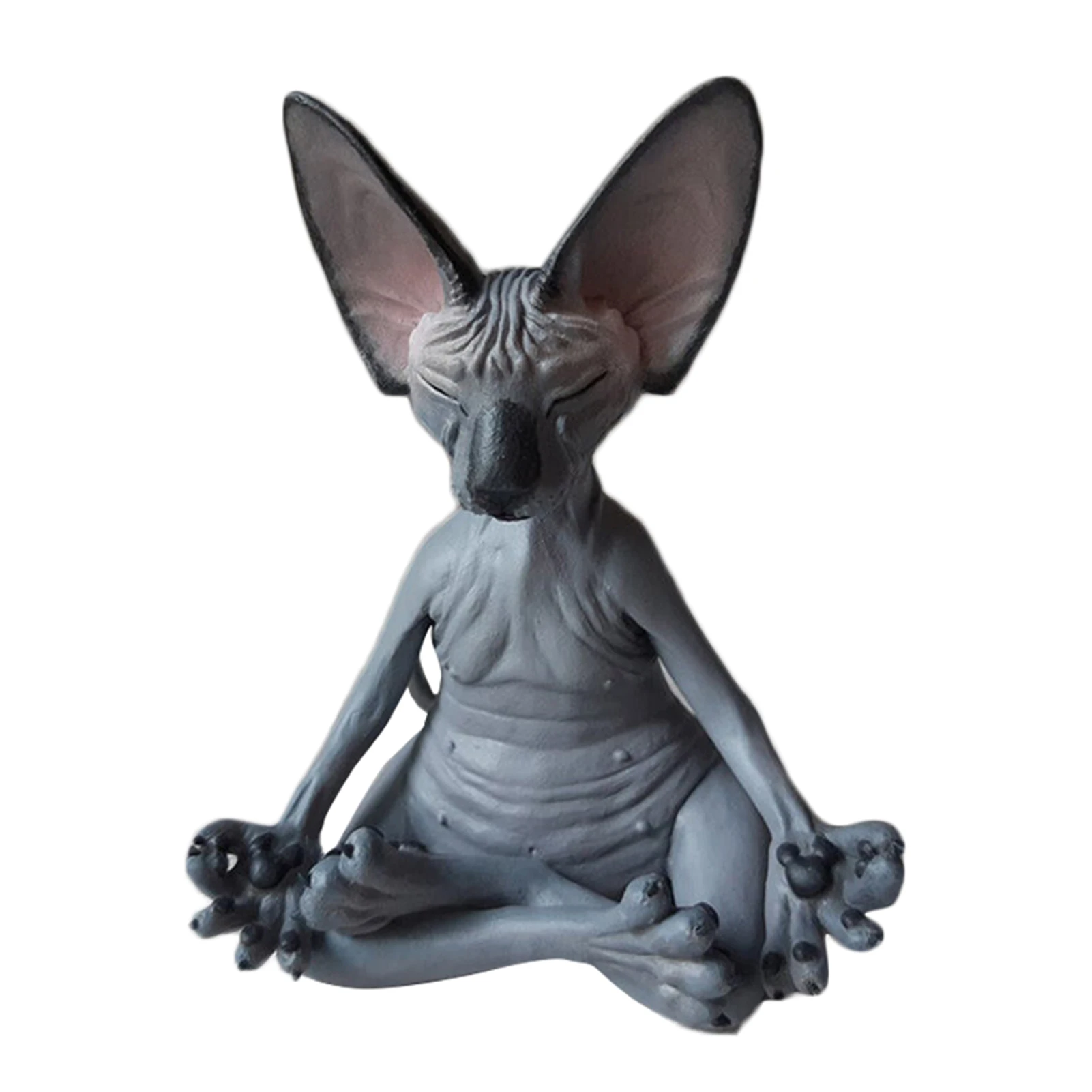 

2021 Sphynx Cat Meditate Statue Cute Hairless Cat Yoga Sitting Collectible Figure for Room Desk Decoration @LS
