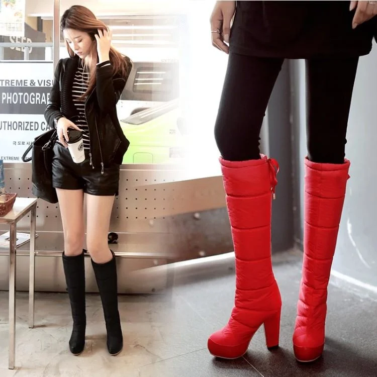 

Down Cloth Snow Boots Women's Long Tube Plush Thickened Cotton Boots Winter Short Man Below Knee Half High Tube Shoes and Knee