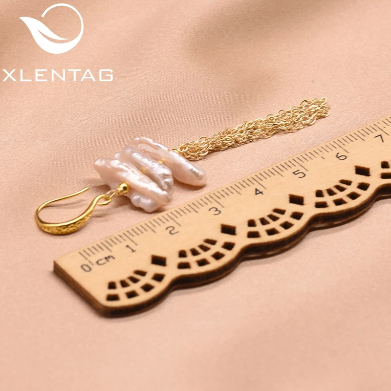 XlentAg натуральные пресноводные розовые жемчужные висячие серьги с кисточками