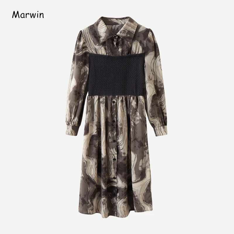 

Женское платье до середины икры Marwin, свободное платье с цветочным принтом, длиной до середины икры, с длинным рукавом и квадратным воротнико...