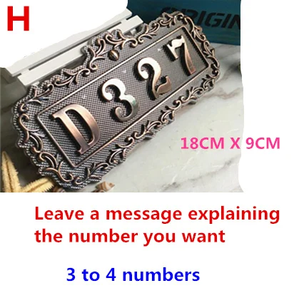 Number or letter ABS европейский номер двери наклейка античная медь номер дома знак 3 до 4 номера индивидуальные для гостиницы квартиры вилла двери - Цвет: Number or letter