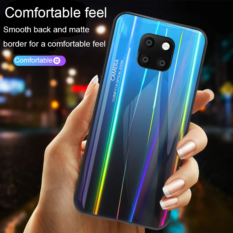 Чехол из закаленного стекла с лазерным градиентом Aurora для huawei Honor 9X mate 30 20 Pro P30