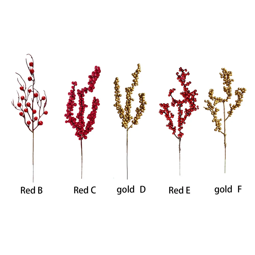 

Искусственные ягоды, искусственные растения, венок, украшения, праздничные принадлежности, 1 шт., Красный/Золотой Рождественский букет, комп...