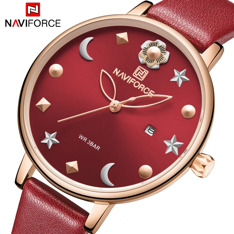 Часы наручные NAVIFORCE женские водонепроницаемые брендовые Роскошные модные с