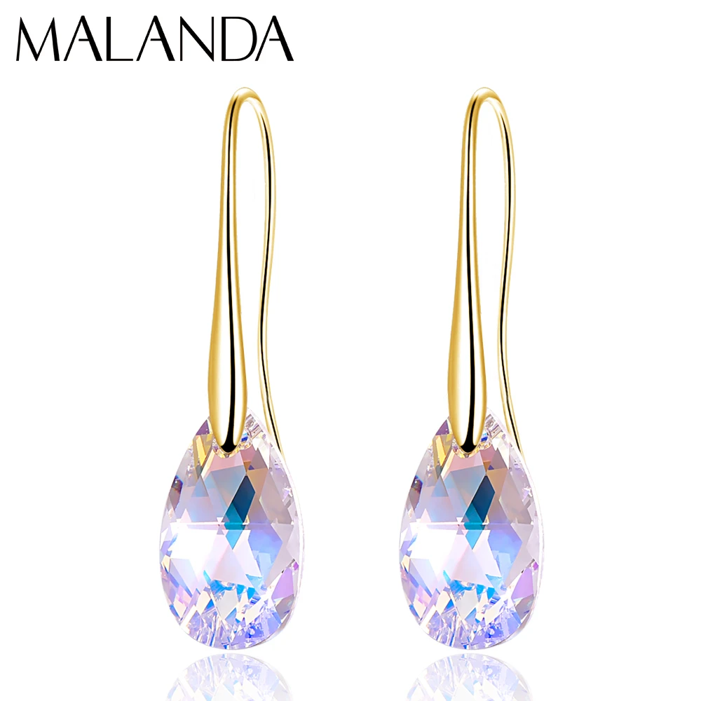 G-Crystal-AB Серьги-капли с кристаллами Swarovski для женщин, новая мода, Золотой пирсинг, висячие серьги, свадебные украшения, подарок для девушек - Окраска металла: G-Crystal-AB