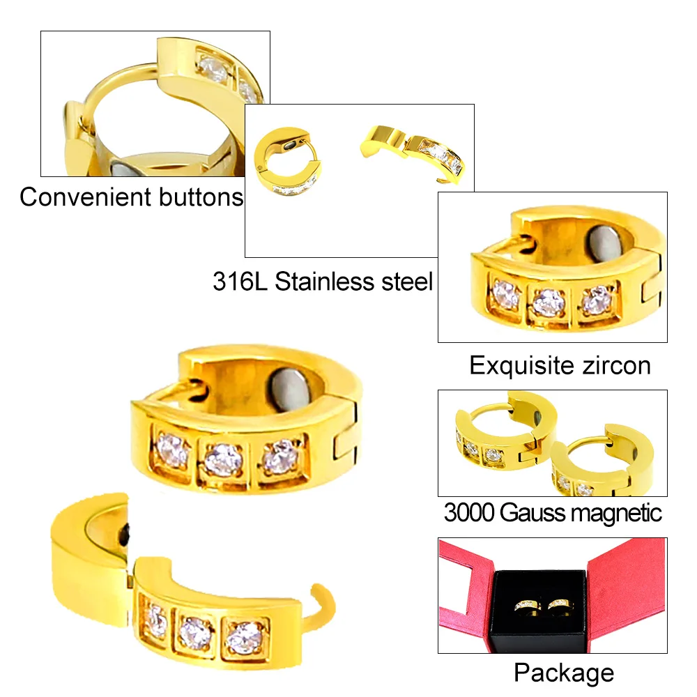 Женские серьги женские полированные круглые магнитные кольца полностью золотые