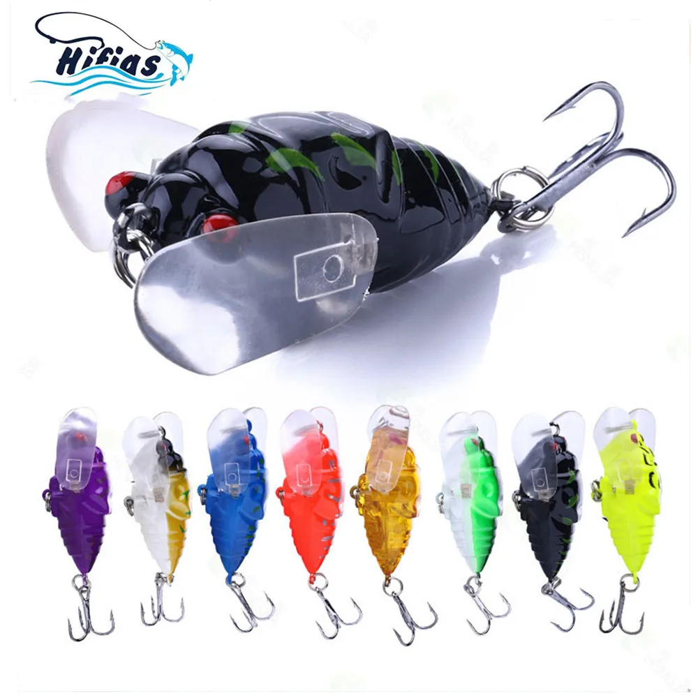 

1PCS Pesca Bionic Insect Popper Fishing Lures 4cm 6g Simulation Cicada Wing Topwater Wobbler Artificial Hard Bait Crankbaits