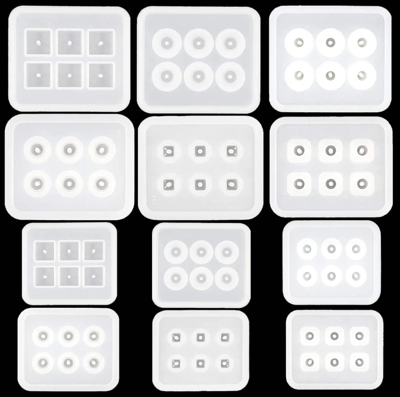 

12Pcs All Size Round Square Roundle Beads Resin Mold Gemstone Beads Resin Molds B36D