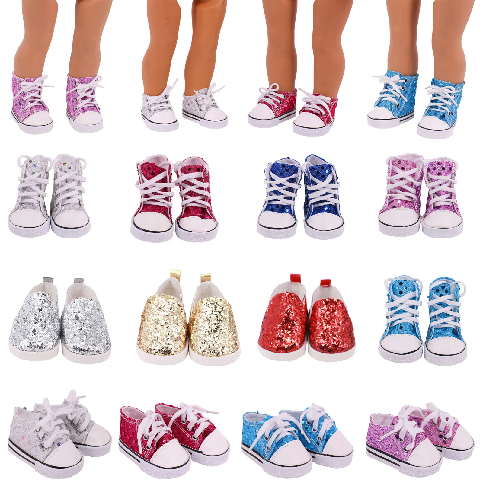 

7.5 CM Fashion Doll Shoes Boots Shiny Shoes Fit 18Inch Girl 43cm New Reborn Baby Our Generation,Doll Accessories Toys For Girls